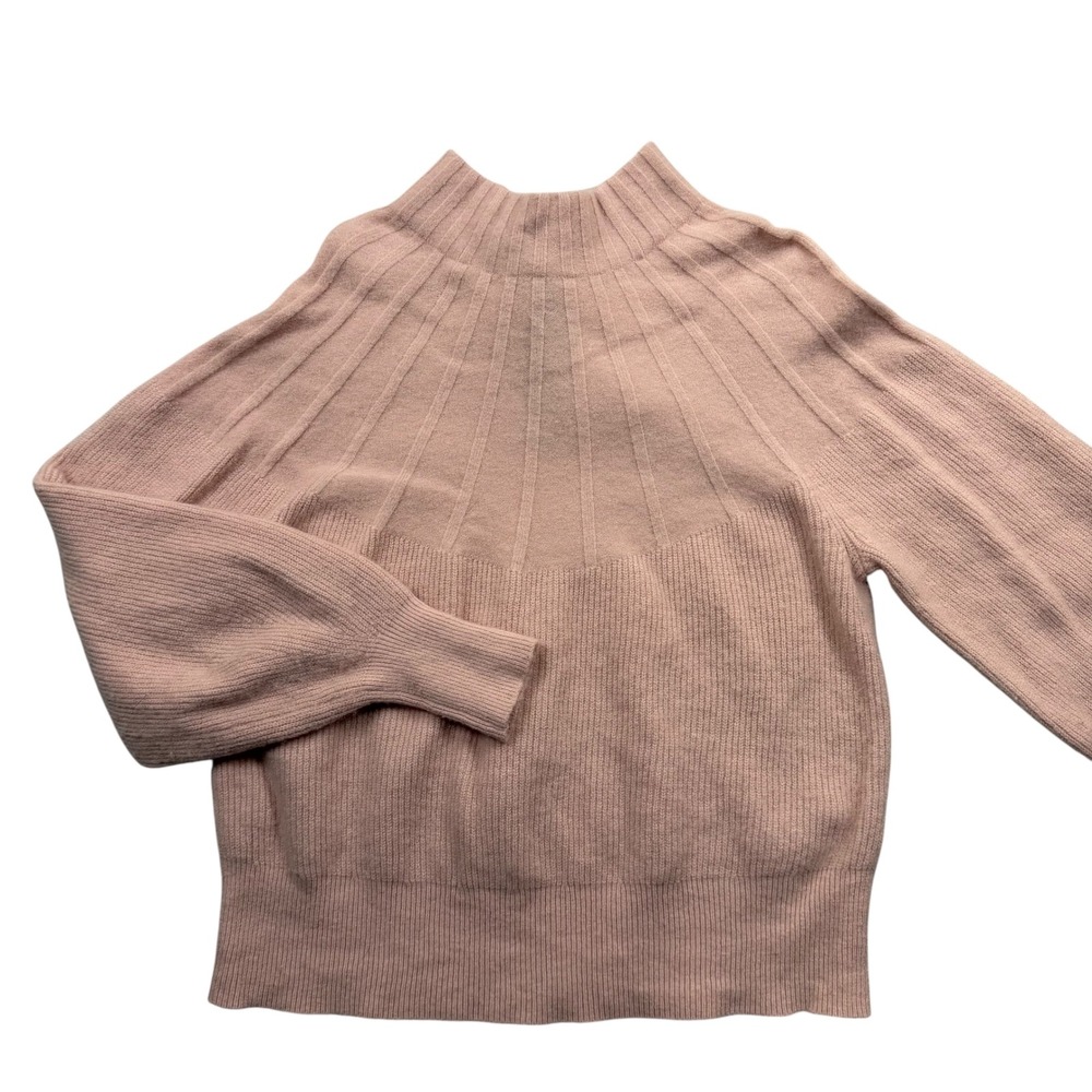 Anthropologie Sweater Womens Small Pink Wool Yak Blend Mock Neck Scarf Tie 1630